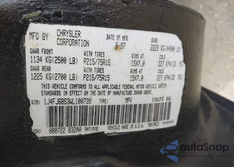 1998 Jeep Cherokee Classic/Limited/Sport z USA, uszkodzony, nr VIN 1J4FJ68S3WL100739